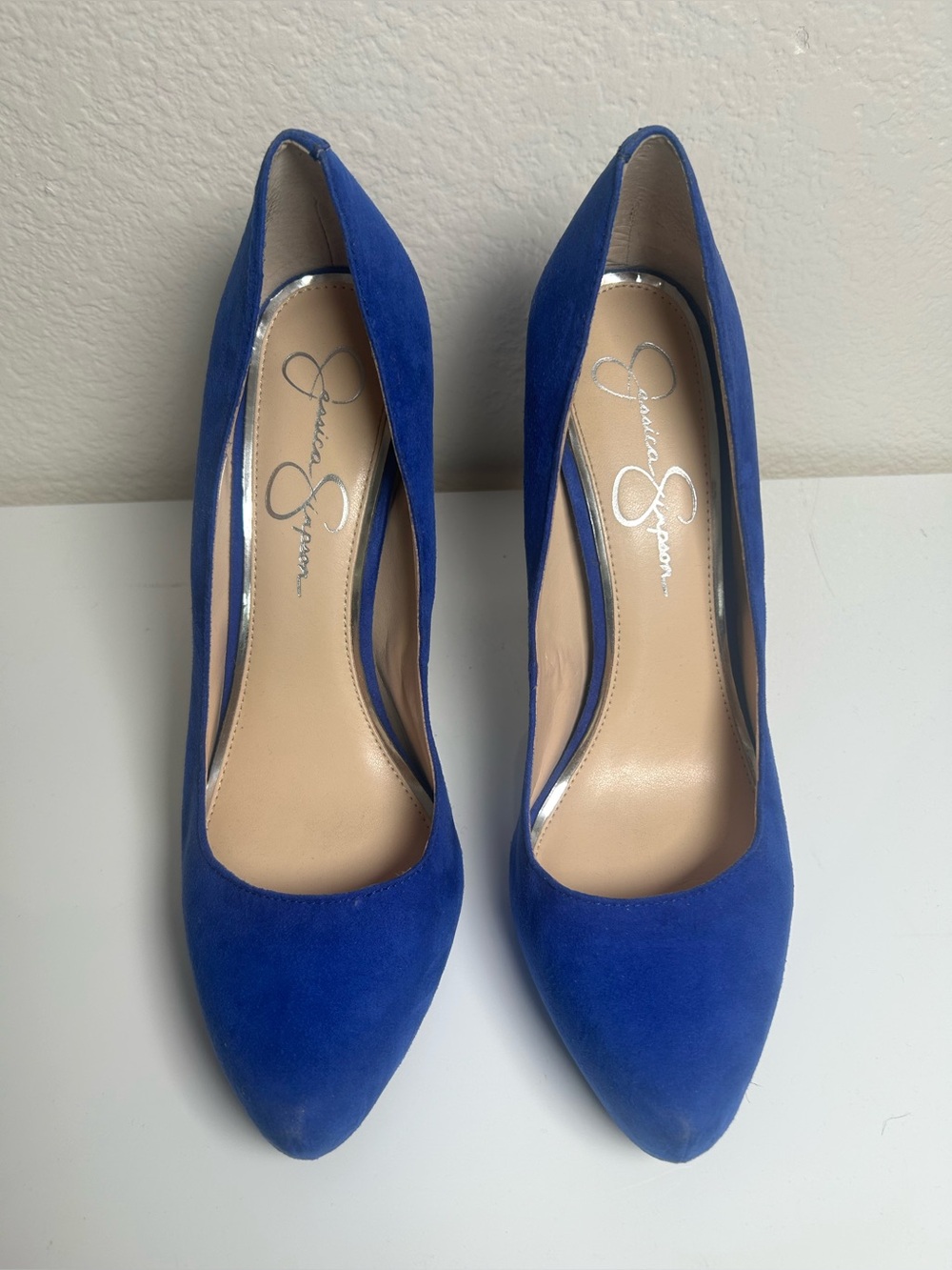 Jessica Simpson Parisah Royal Blue Suede Pointed Toe Pumps size 10